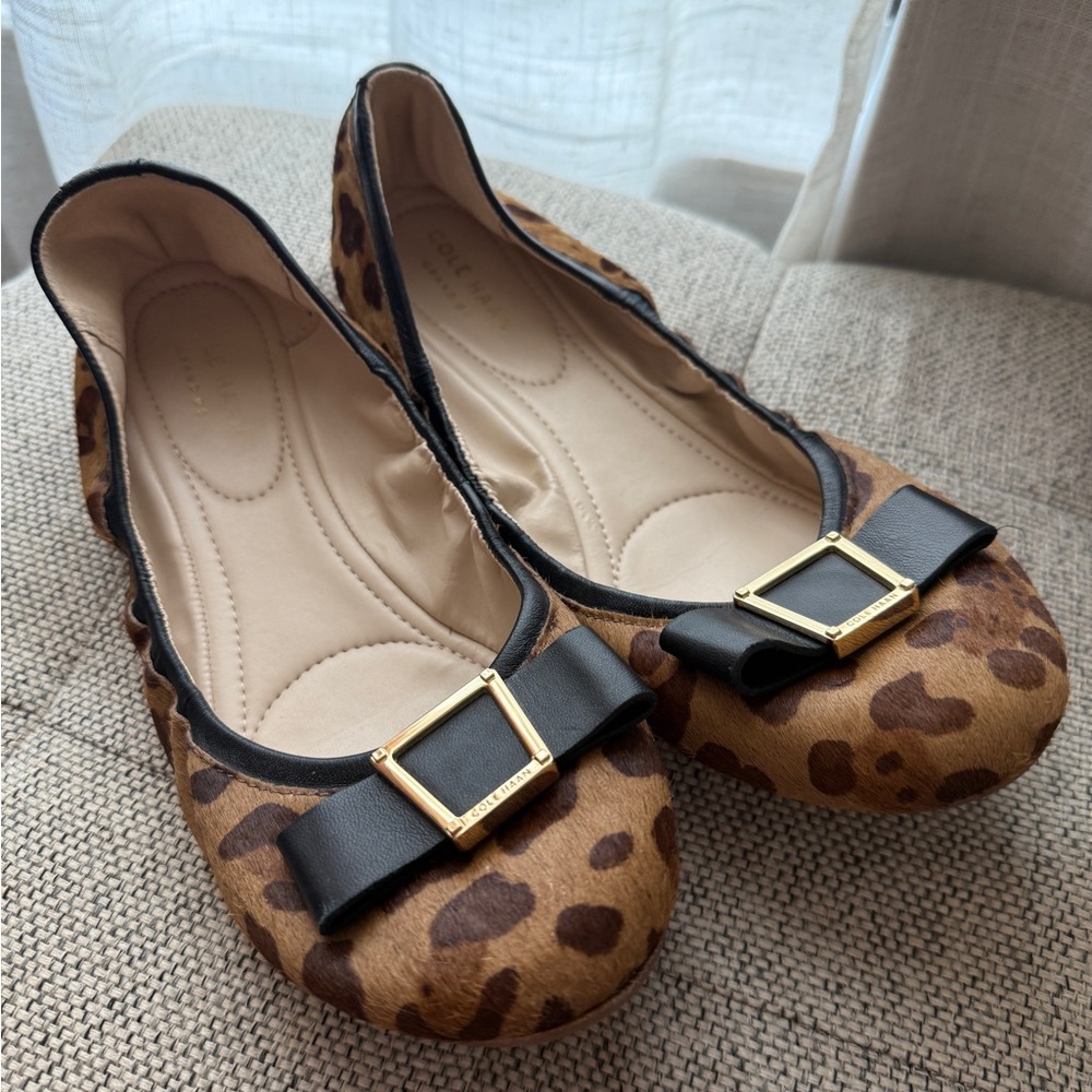 Cole Haan Calf Hair Leopard Print Ballet Flats